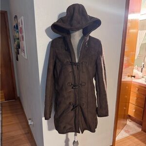 Lands End cozy coat hooded size 10 M brown